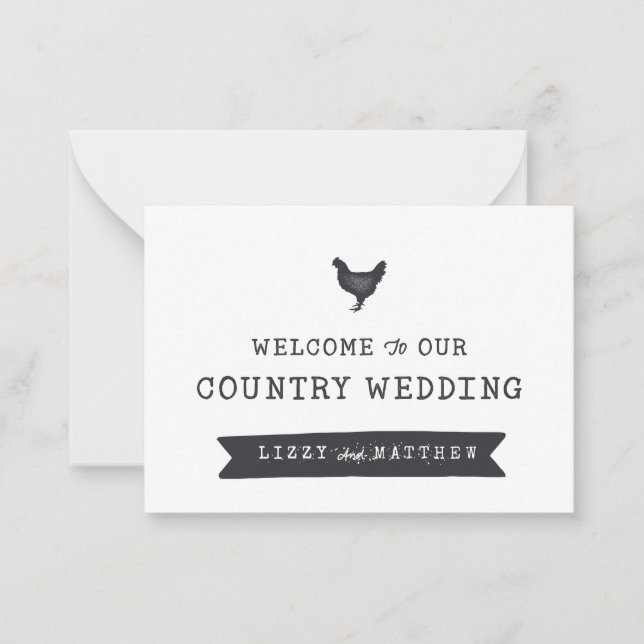 Welcome to our Country Wedding Modern Rustic Card (Front)