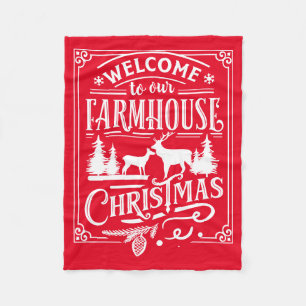 Welcome to Our Farmhouse Christmas Fleece Blanket