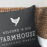 Welcome to our Farmhouse Country Rustic Chicken Cushion<br><div class="desc">Design is composed of Modern Country Rustic with "welcome to our Farmhouse" typography. 

Available here:
http://www.zazzle.com/store/selectpartysupplies</div>