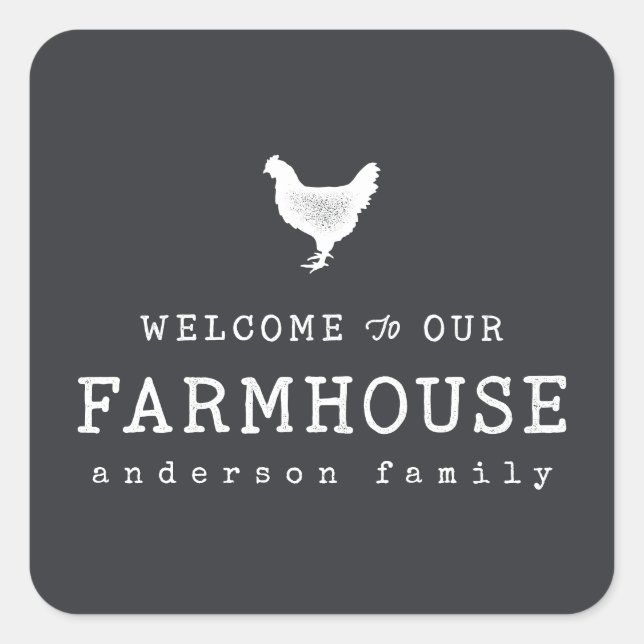Welcome to our Farmhouse Country Rustic Chicken Square Sticker (Front)