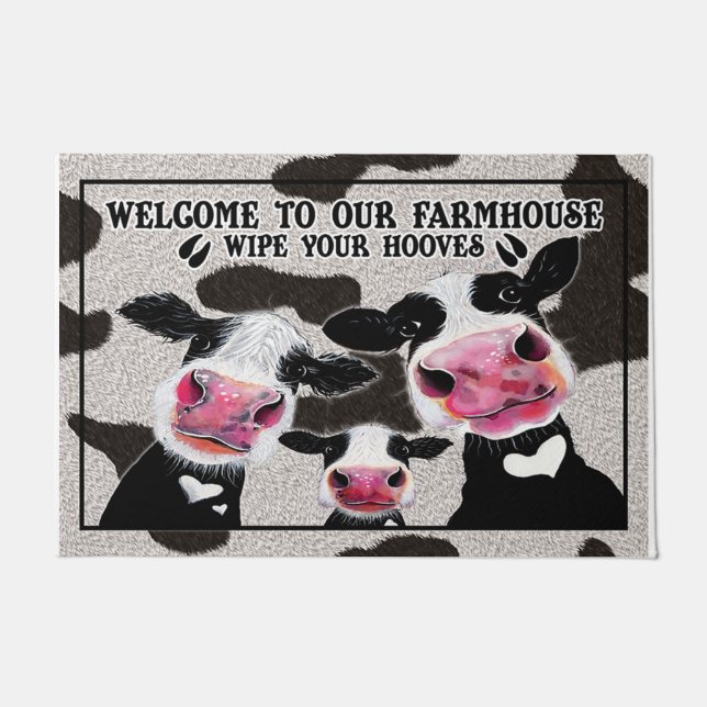 Welcome To Our Farmhouse Mat, Wipe Your Hooves Doormat (Front)