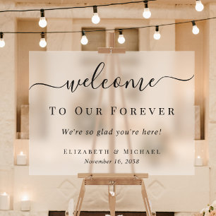 Welcome To Our Forever Frosted Wedding Acrylic Sign