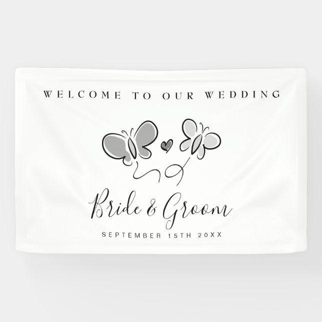 Welcome to our fun whimsical wedding party banner (Horizontal)