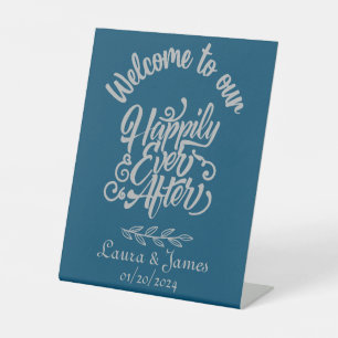 Welcome to Our Happily After Custom Wedding Pedest Pedestal Sign