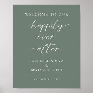 Welcome to our Happily Ever After Wedding Elegant Poster