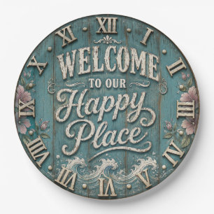 Welcome to Our Happy Place Coastal Farmhouse Paper Plate