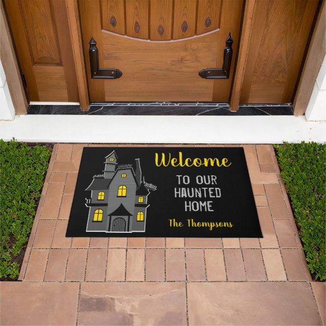 Welcome to our haunted home Halloween Doormat (Outdoor)