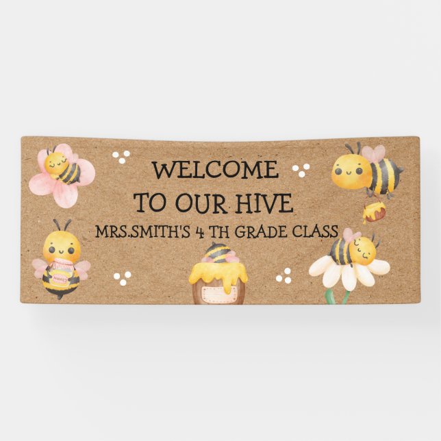 Welcome to our hive bee Classroom banner reveal (Horizontal)