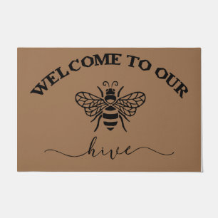 Welcome To Our Hive Mat, Simple Bee  Doormat