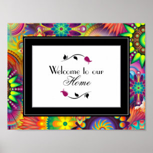 Welcome To Our Home Art Deco Pattern Poster