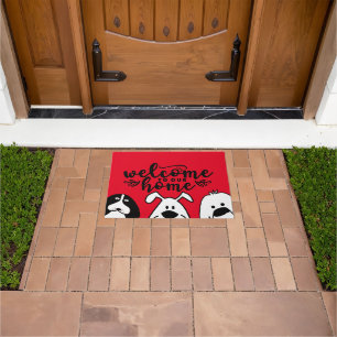 Welcome to Our Home Cute Dog Design for Pet Lovers Doormat