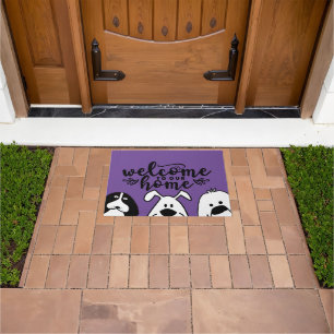 Welcome to Our Home Cute Dog Design for Pet Lovers Doormat