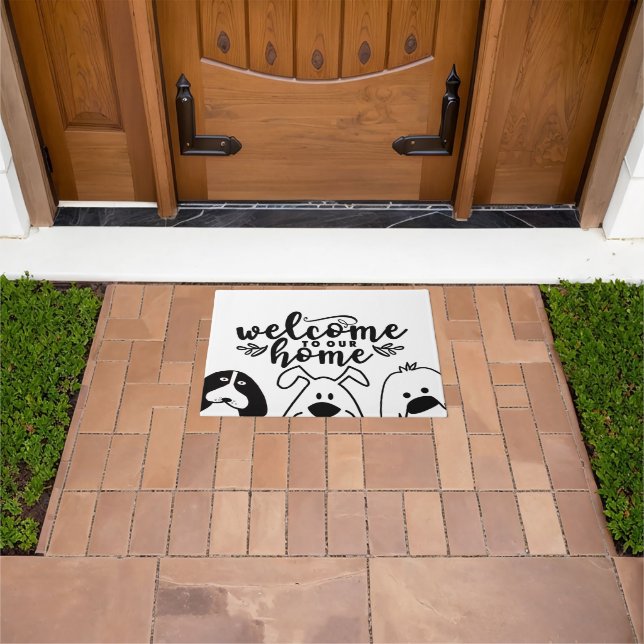 Welcome to Our Home Cute Dog Design for Pet Lovers Doormat (Outdoor)