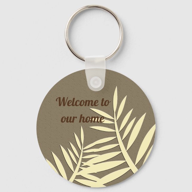 Welcome to Our Home Vacation Rental Beach Brown Key Ring (Front)