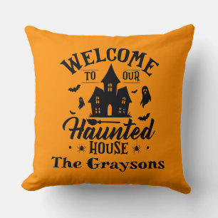 Welcome To Our House Halloween Spooky Decor Cushion