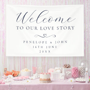 Welcome to Our Love Story Elegant Script Wedding Banner