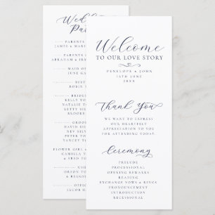 Welcome to Our Love Story Elegant Script Wedding Programme