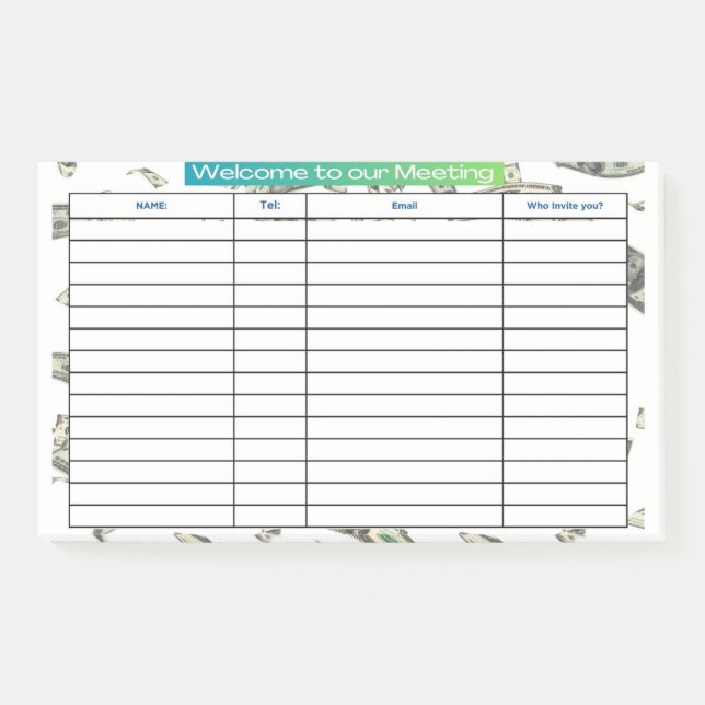 WELCOME TO OUR MEETING POST-IT NOTES (Front)