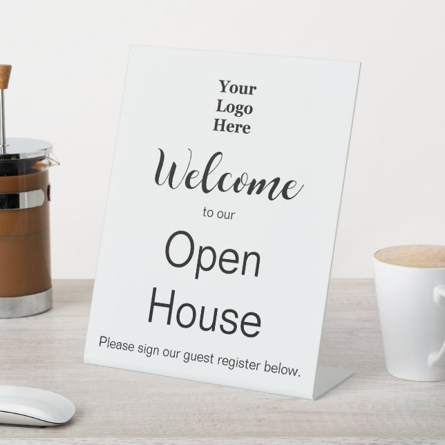 Welcome to our Open House Real Estate Logo Pedestal Sign (In SItu)