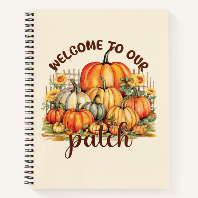 Welcome to Our Patch – Cosy Pumpkin Patch Notebook (Front)