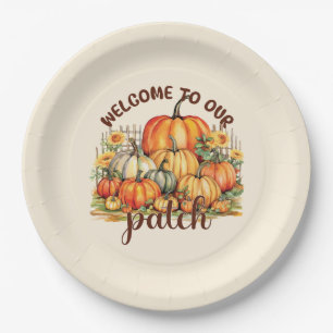 Welcome to Our Patch – Cosy Pumpkin Patch Paper Plate
