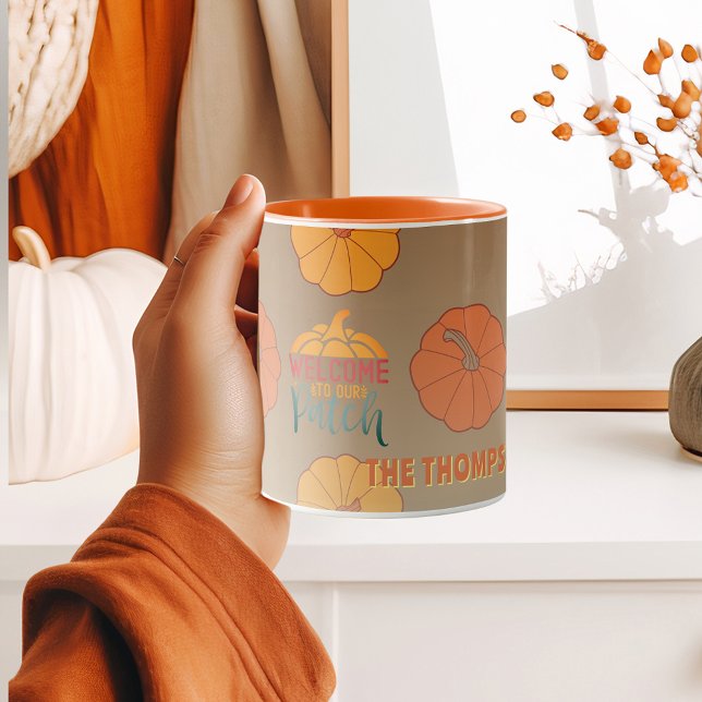 Welcome to our Patch Fall personalised pumpkins Mug (Welcome to our Patch Fall personalized pumpkins Mug)