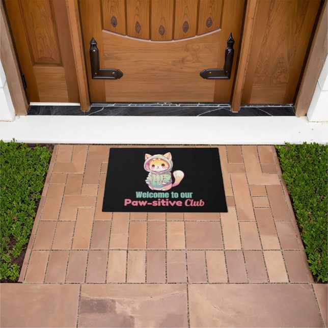 Welcome to our Paw‑sitive Club - cute cat lover Doormat (Outdoor)