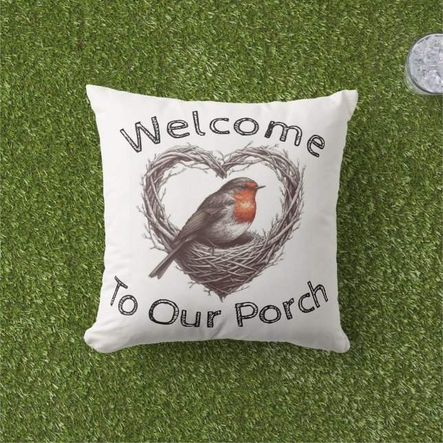 Welcome to our porch outdoor pillow (Grass)