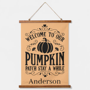 Welcome to our pumpkin patch personalised hanging tapestry