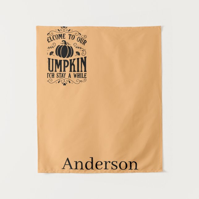 Welcome to our pumpkin patch personalised tapestry (Front)