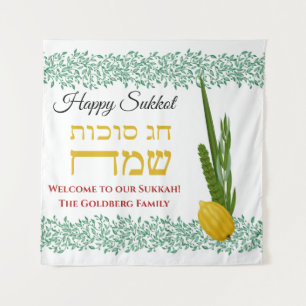 Welcome to our Sukkah Add Family Name Tapestry
