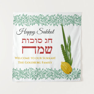 Welcome to our Sukkah Add Family Name Tapestry