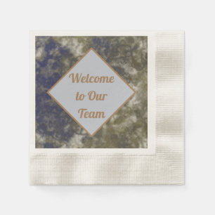 Welcome to Our Team Blue Gold Abstract Business Napkin
