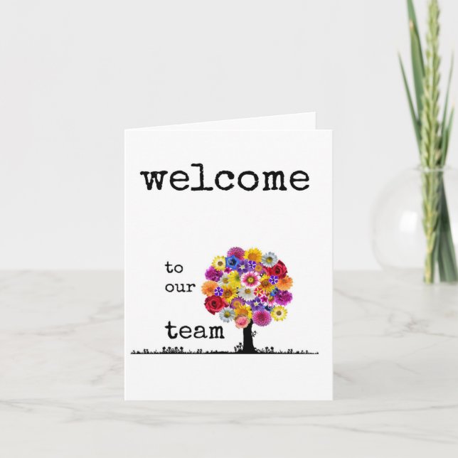 Welcome to Our Team, Colorful Tree, New Employee  Card (Front)
