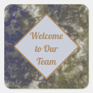 Welcome to Our Team Marbled Blue Gold New Employee Square Sticker