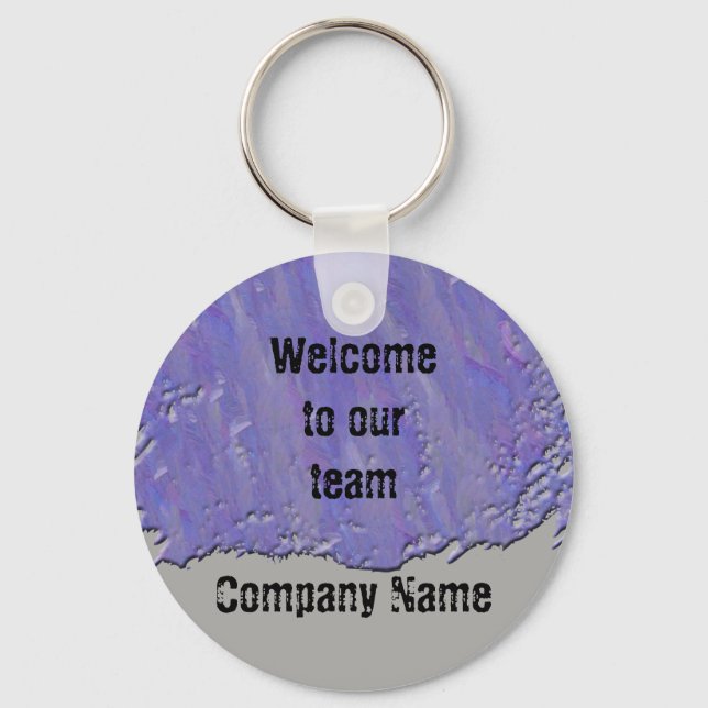Welcome to Our Team Professional Purple Abstract Key Ring (Front)