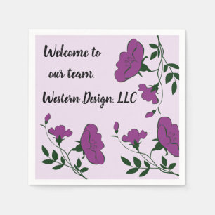 Welcome to Our Team Purple Floral Company New Hire Napkin