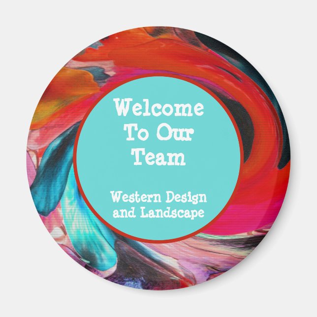 Welcome To Our Team Vivid Swirled Tie Dye Employee Magnet (Front)