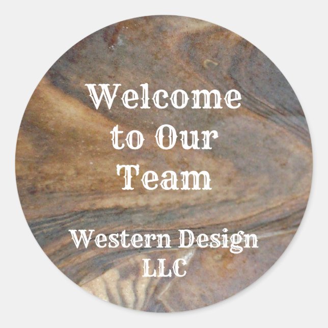 Welcome to Our Team Woodgrain Photo Professional Classic Round Sticker (Front)