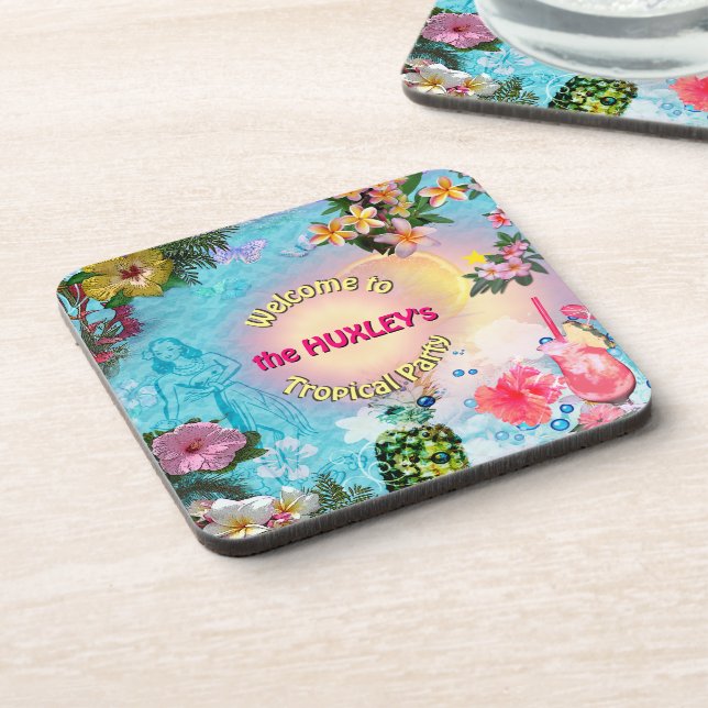 Welcome to our Tropical Party (customisable) Coaster (Left Side)