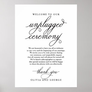 Welcome to our unplugged ceremony sign