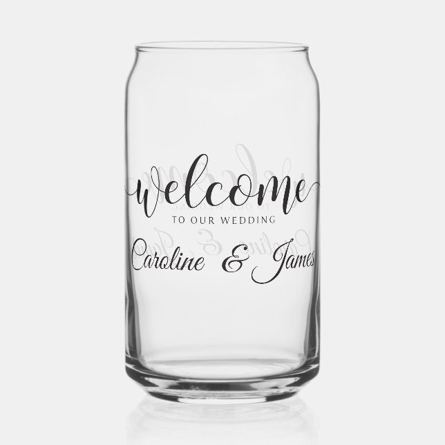Welcome to Our Wedding  Add Name  Can Glass (Front)