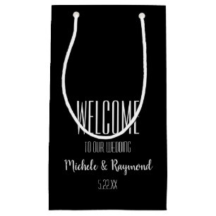 Welcome to Our Wedding BLACK Gift Bags SMALL