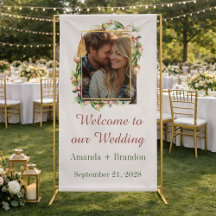 Welcome to our Wedding Boho Floral Arch Photo