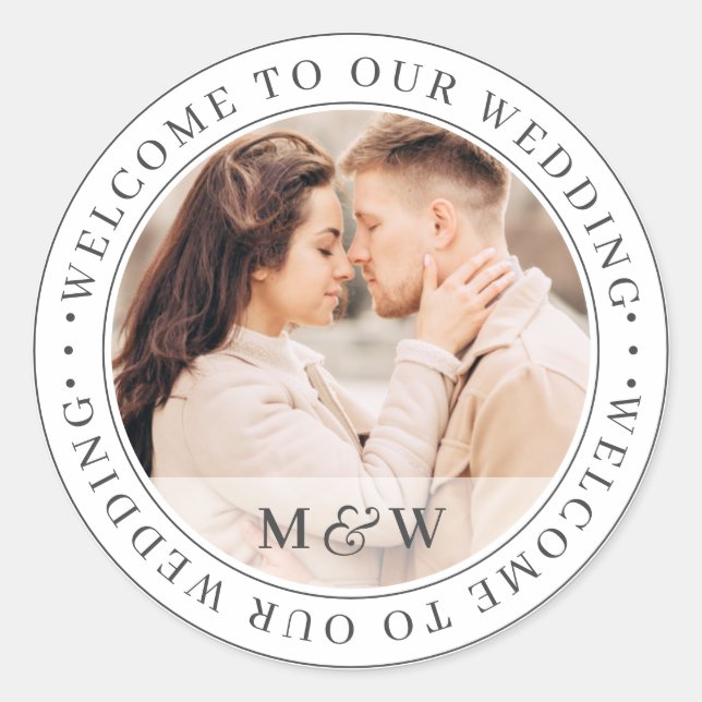 Welcome To Our Wedding Classic Custom Photo Classic Round Sticker (Front)
