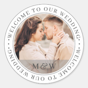 Welcome To Our Wedding Classic Custom Photo Round Sticker