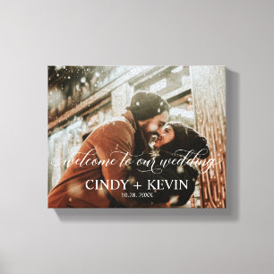 Welcome to Our Wedding Custom Wedding Bride Groom Canvas Print
