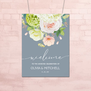 Welcome to Our Wedding Dusty Blue Poster