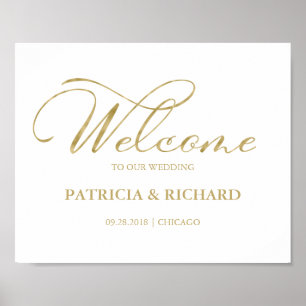 Welcome To Our Wedding Elegant Gold Foil Sign