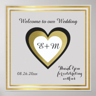 Welcome to our Wedding, elegant love reception Poster